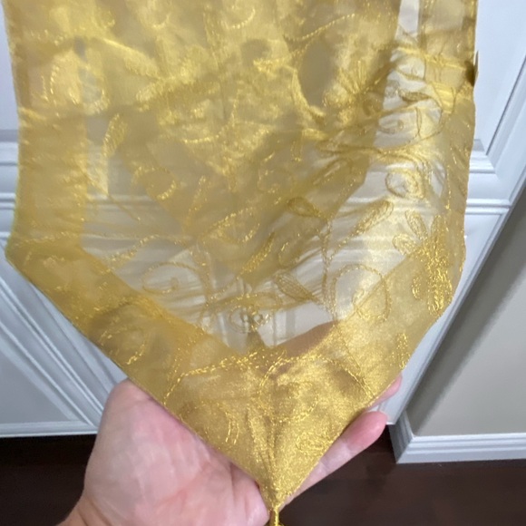 Set of 2 Gold Table Runners with Tassels on Each End - Picture 8 of 10